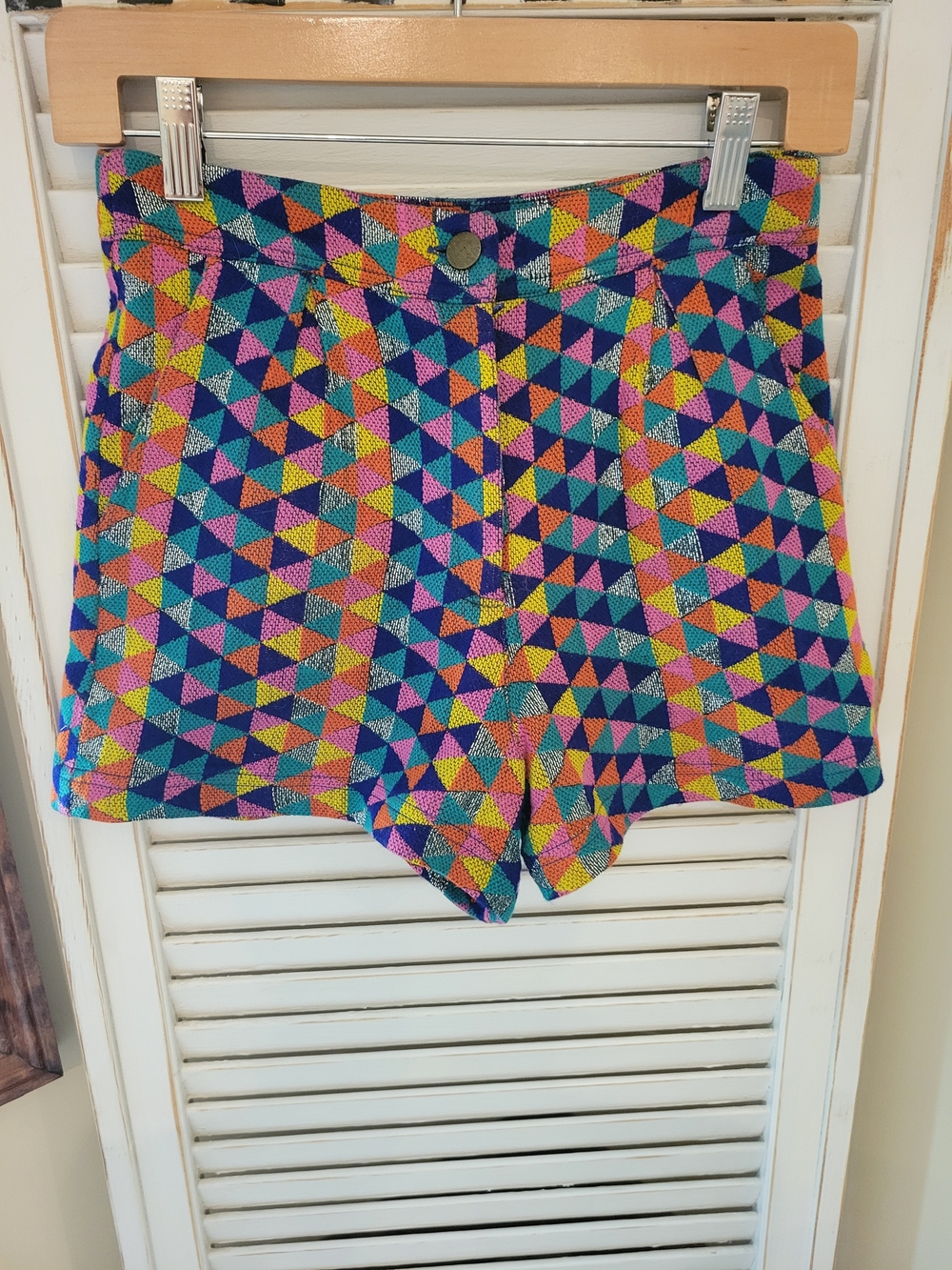 House of Harlow 1960 Multicolor Geometric High-Waist Shorts
